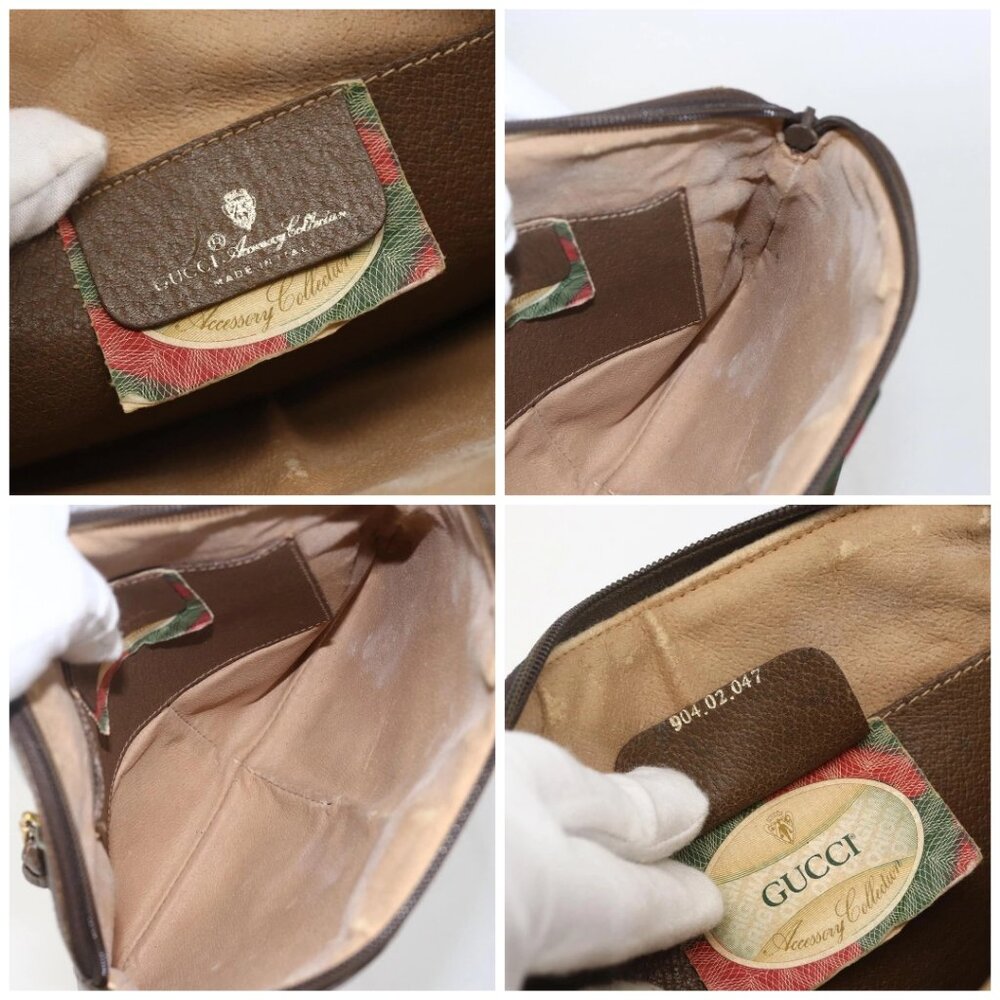 GUCCI GG Supreme Web Sherry Line Bag PVC Beige Gold 904 02 047 Auth 157639 - Picture 15 of 16